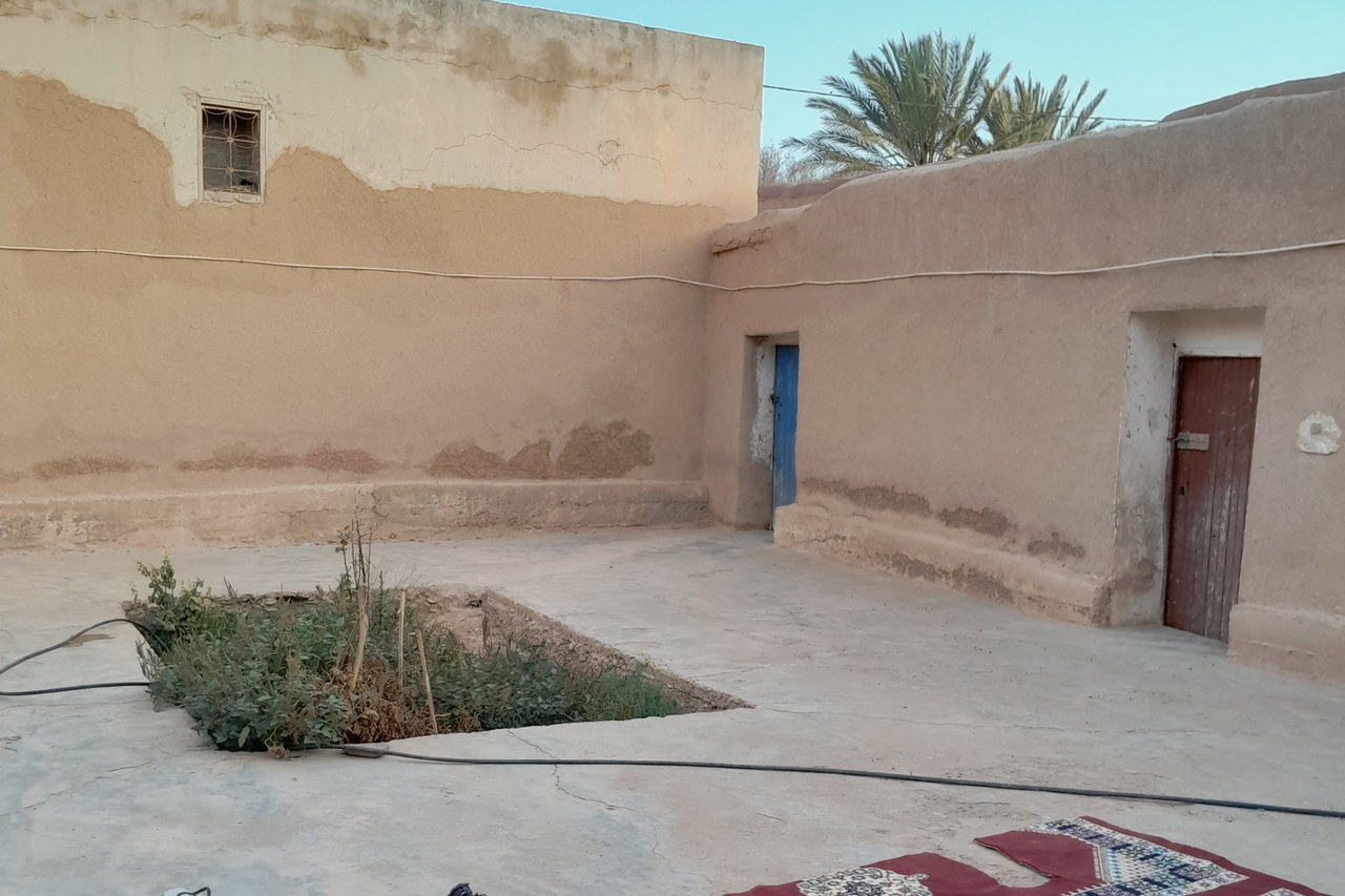 The courtyard at Firm Foundations, with two classrooms opening off it.